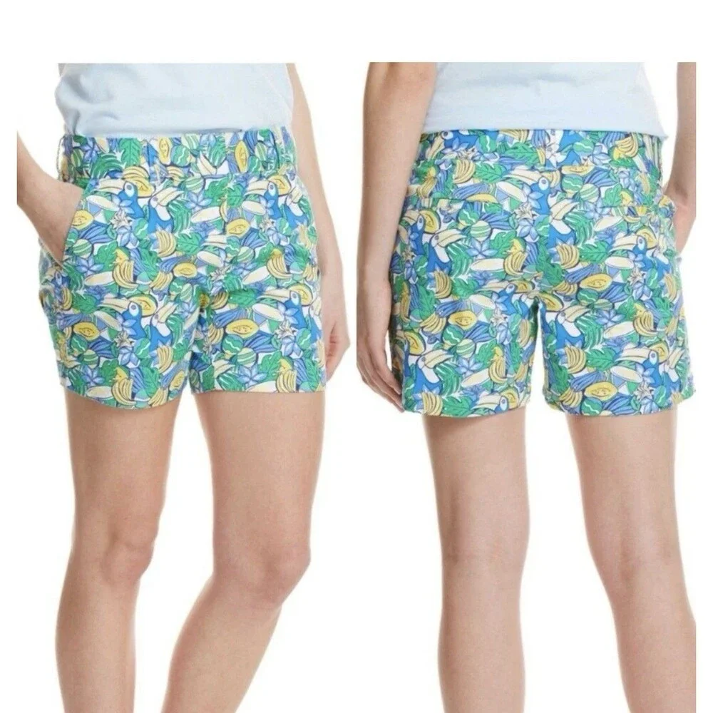 Vineyard Vines Toucan Tropical Island Bird Banana Print Shorts Vacation Size 2